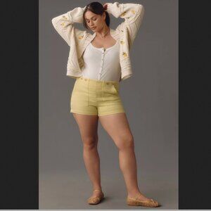 Anthropologie Pilcro The Kit High-Rise Utility Shorts Butter Yellow Sz 20 New